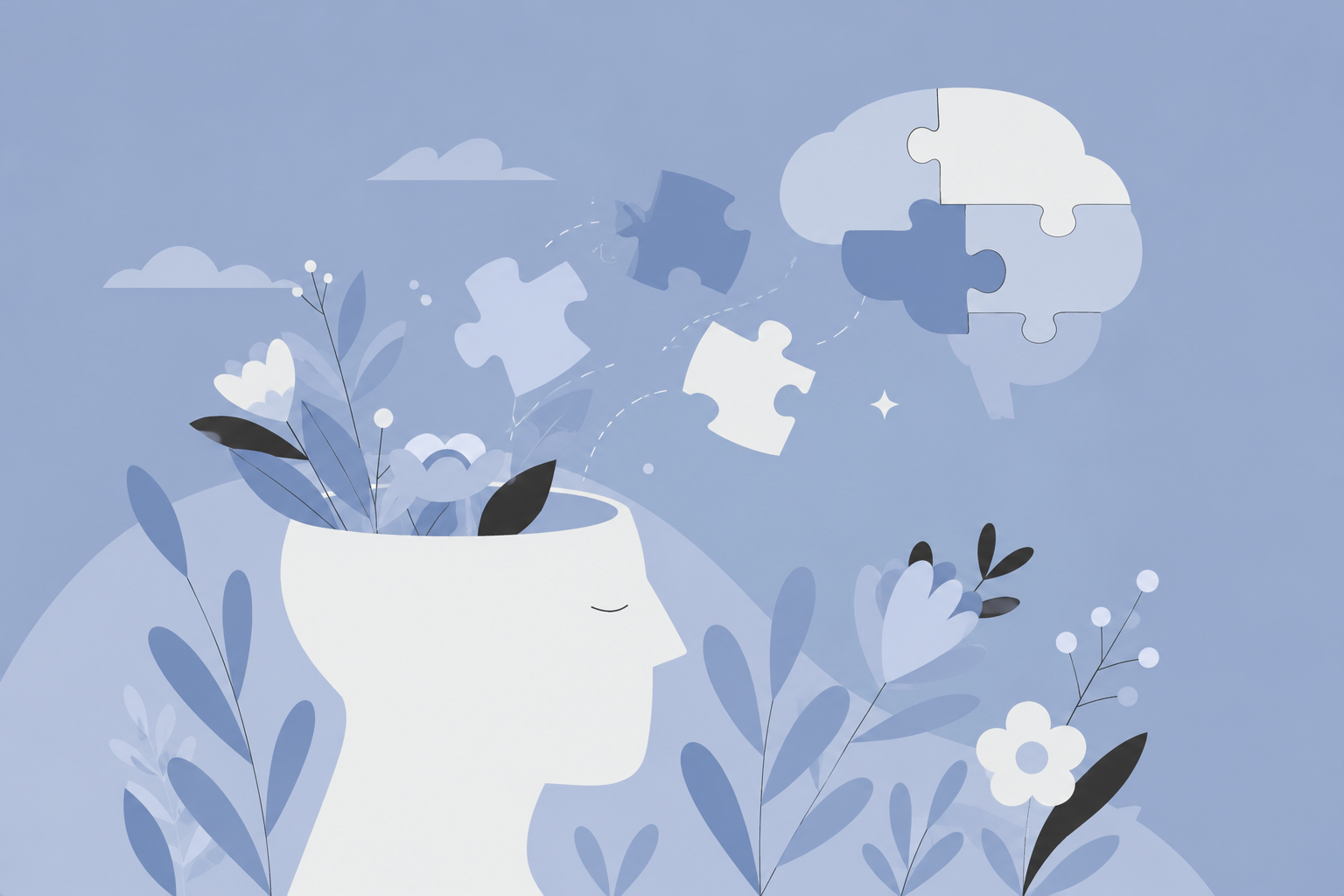 Illustration of ideas and puzzles taking shape