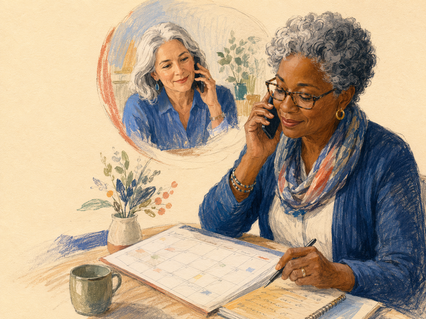 An activity director connecting with a BrainingUP™ facilitator