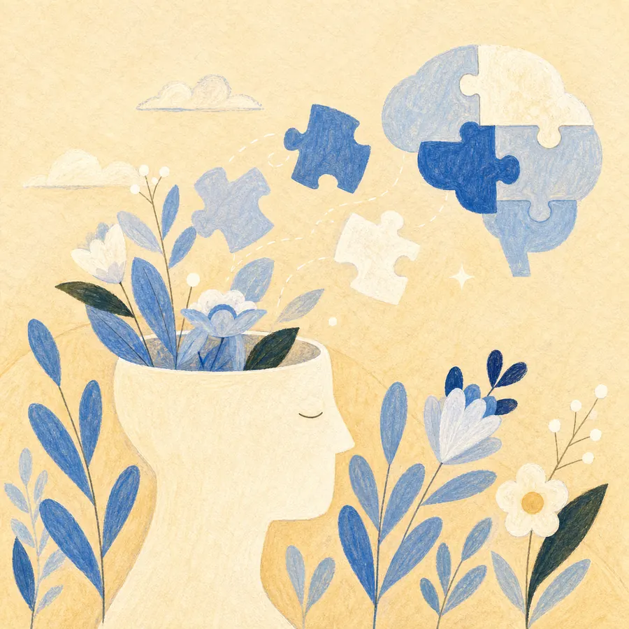 Illustration of ideas and puzzles taking shape